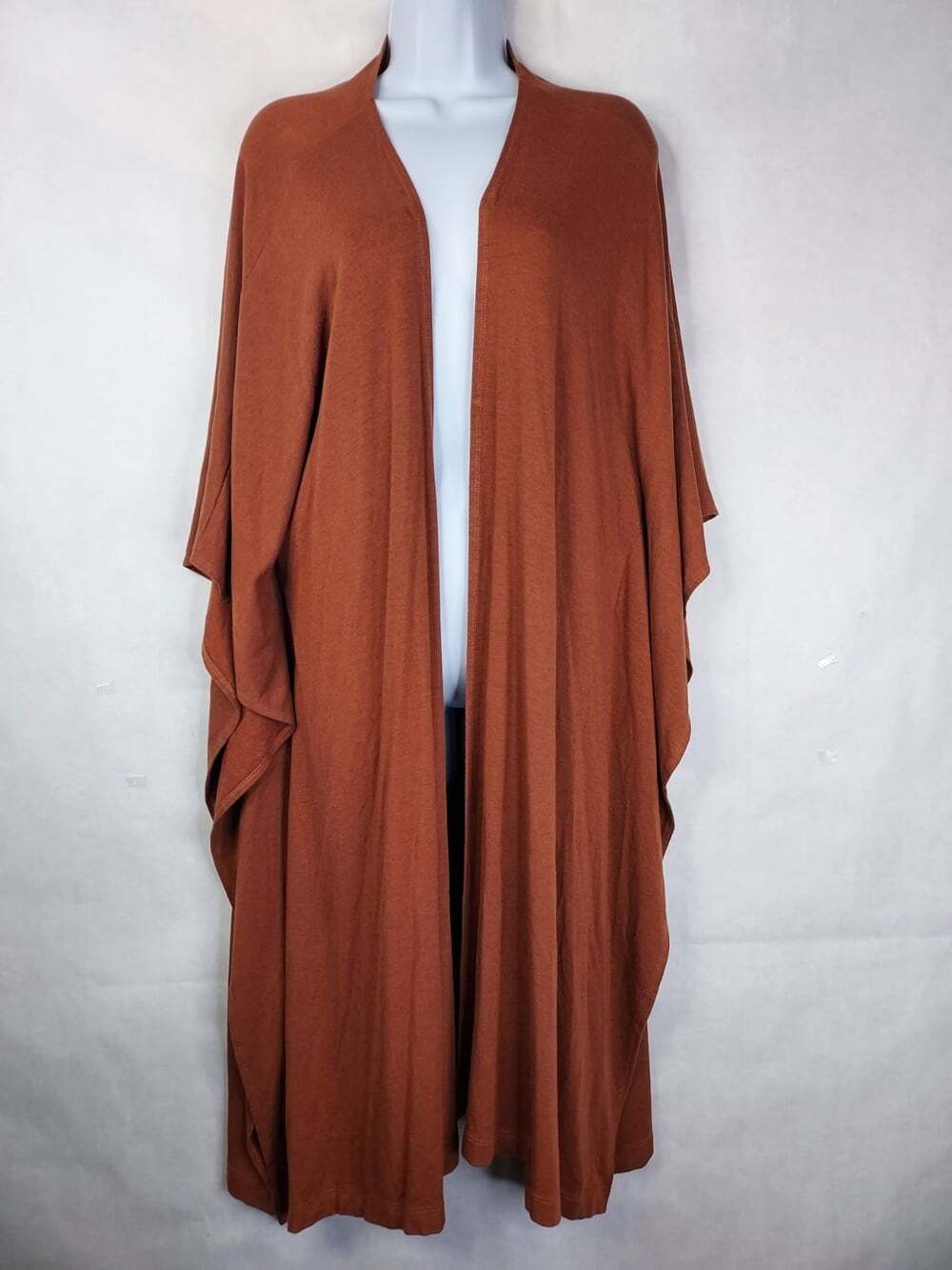 Bryn Walker Duster Cardigan Women L Sleeveless Bamboo Cotton Burnt Orange Lagum